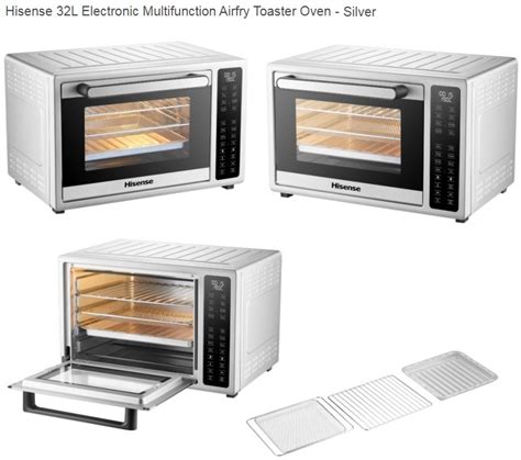 Hisense 32L Electronic Multifunction Airfry Toaster Oven - Silver. 